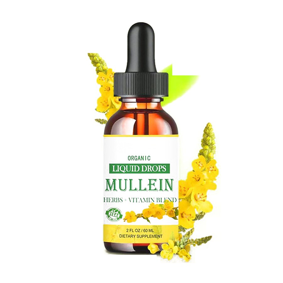 Mullein капки за бели дробове Всички естествени течни опори за дихателно уелнес