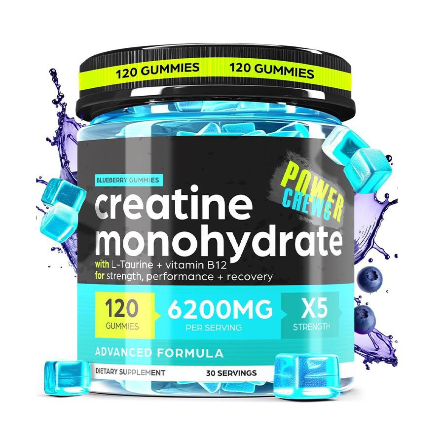 Power Creatine Creatine Monohydrate Gummies Blueberry Flast